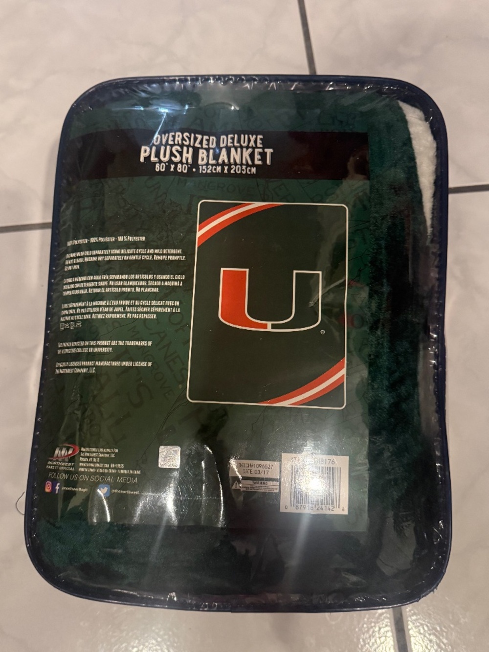 UNIVERSITY OF MIAMI PLUSH THROW - Picture 2 of 3
